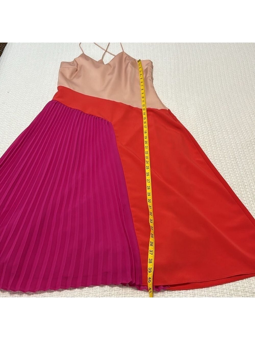 CUSHNIE X Target satin dress sleeveless lined pleated skirt pink red size 12 NEW - Picture 11 of 12